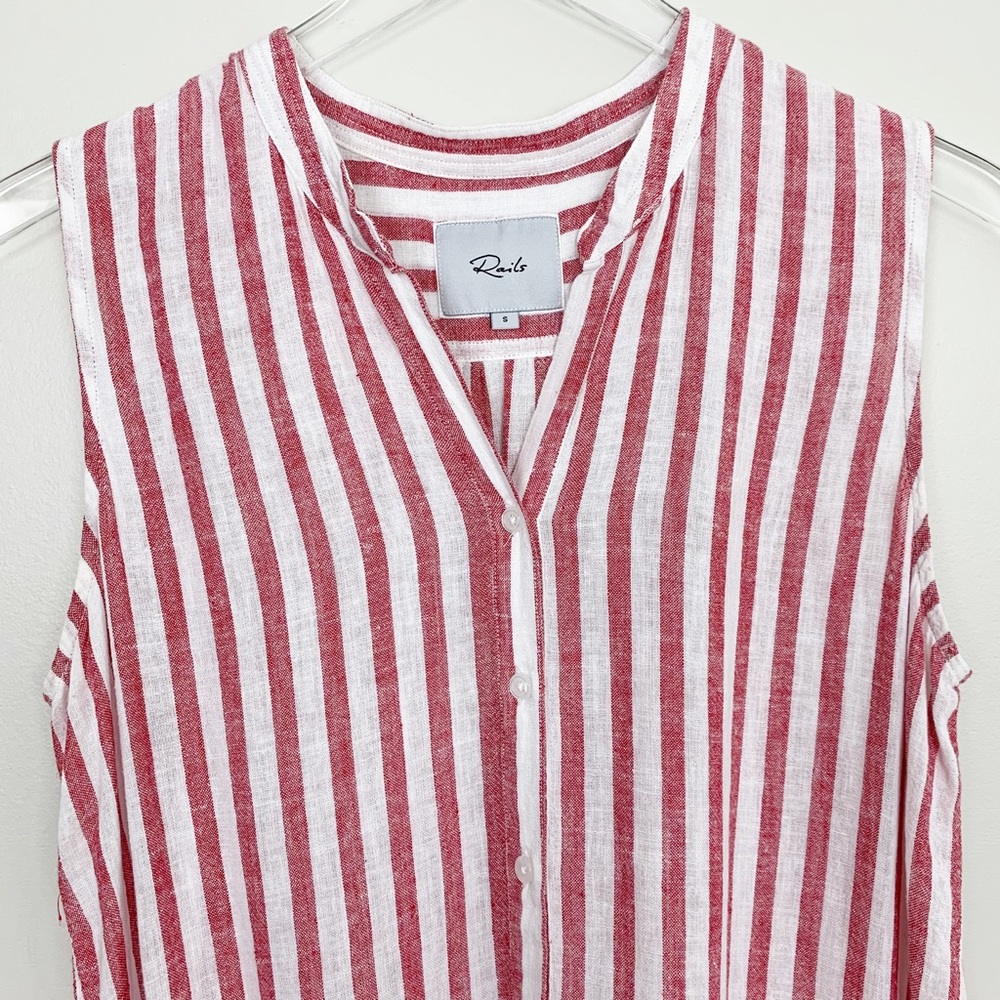 Rails | Jules Linen Blend Tunic Striped Preppy Top - image 2